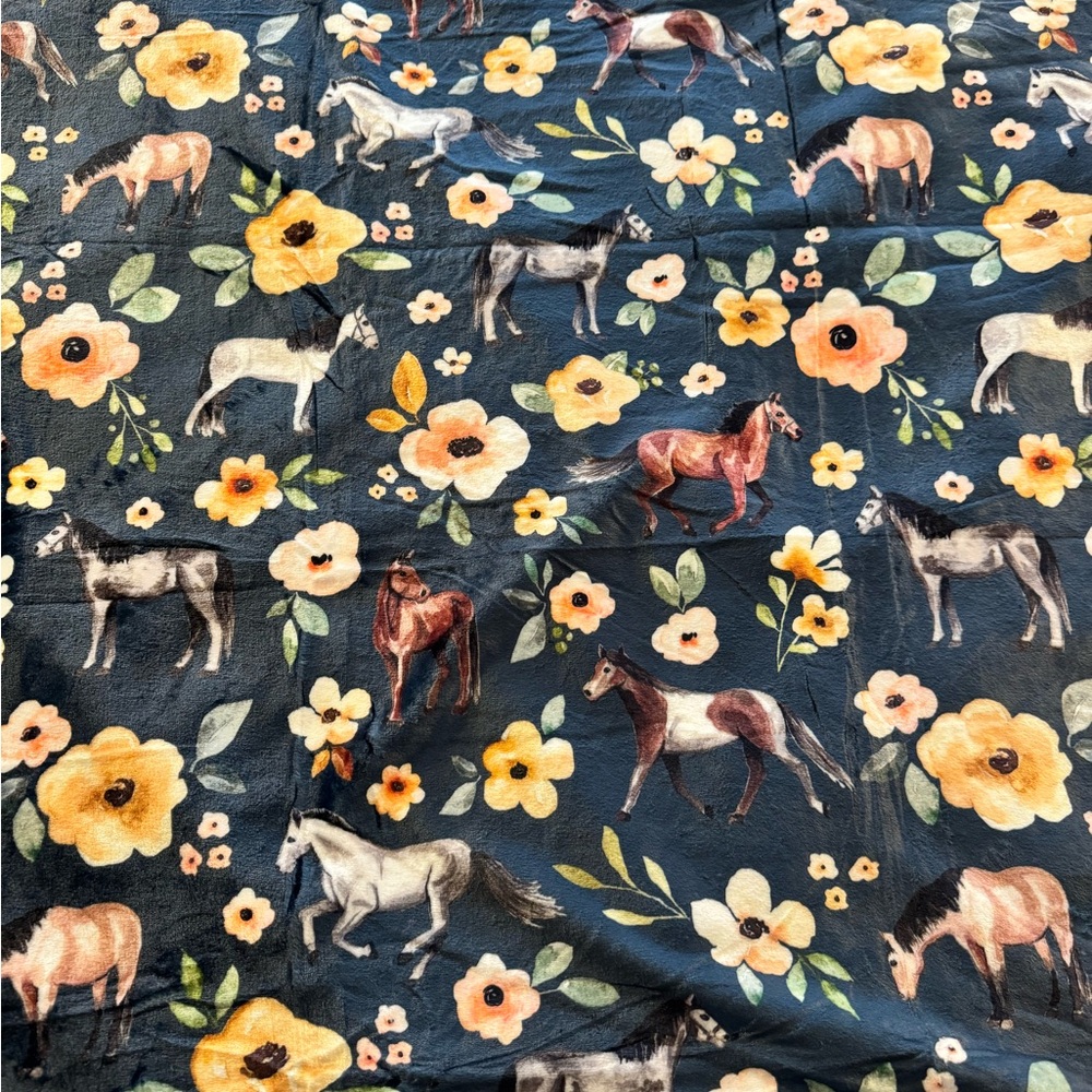 50x60 Floral Horse Fleece Blanket